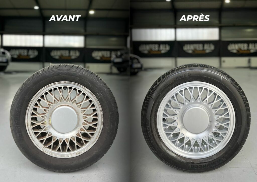Rénovation jantes Renault Clio Baccara avant/après